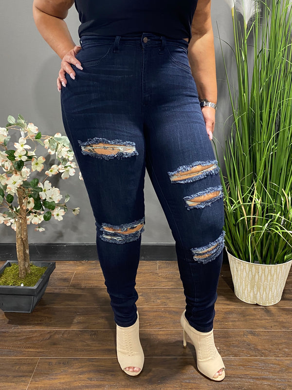 Aphrodite High Rise Skinny Jeans (Dark Blue) AP4437