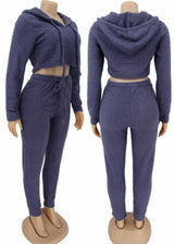 E Show Fuzzy Hoodie & Sweatpants 2-Piece Set (Blue) HN172