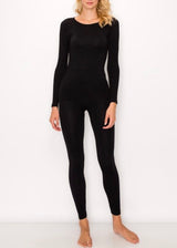 Kimberly Ribbed Seamless Long Sleeve and Legging Lounge Set (Black)