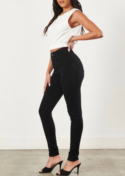 Vibrant High Waist Skinny Jeans (Black) EP1891