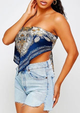 Bestto Satin Handkerchief Bandana Tube Top (Navy) TP8310