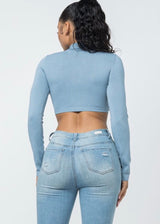 Hera Collection Long Sleeve Crop Top (Ocean Blue) 22638-O