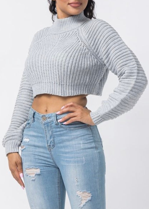 Hera Collection Mock Neck Sweater (Heather Grey) 22600