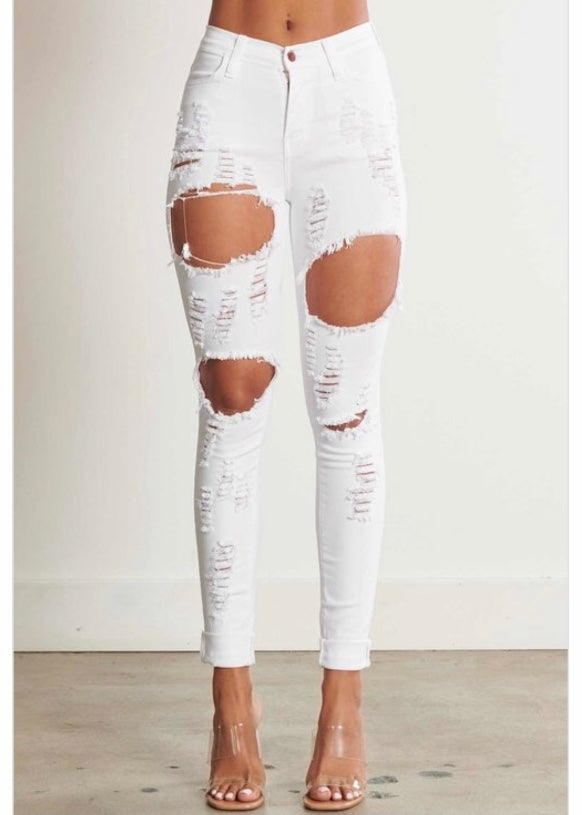 Vibrant Denim Skinny Jeans (White) P1093