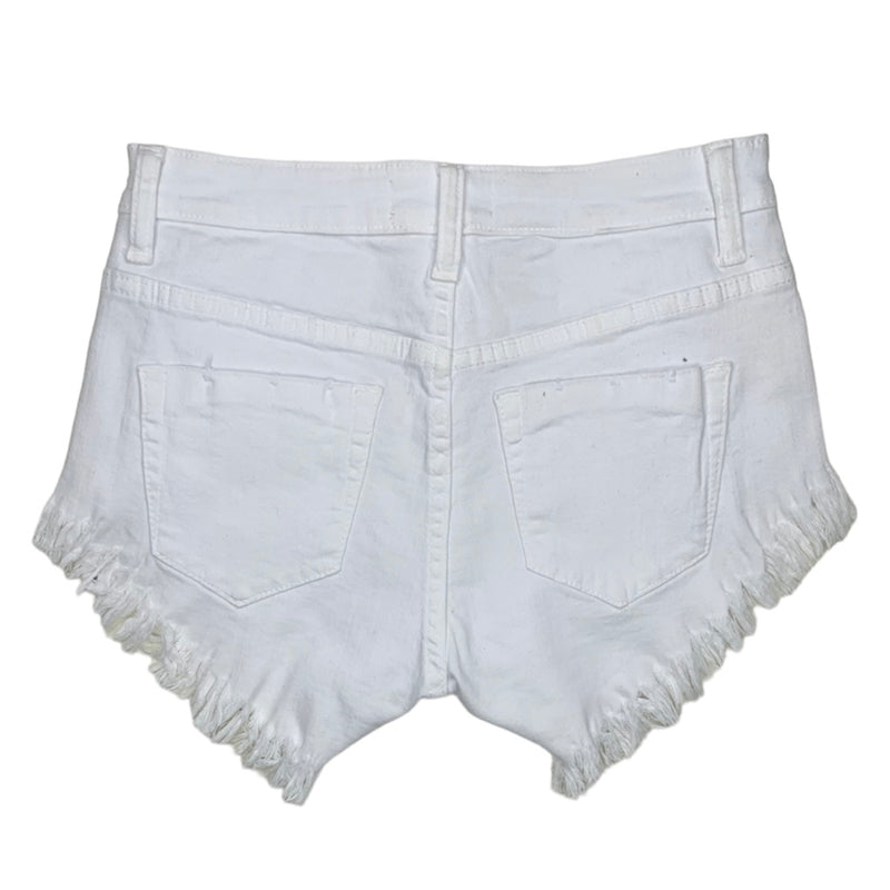 Aphrodite Frayed Shorts W/ Whiskers (White) AP6226F