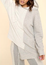 WinWin 2 Tone Long Sleeve Hoodie Top (Heather Grey) WT12925