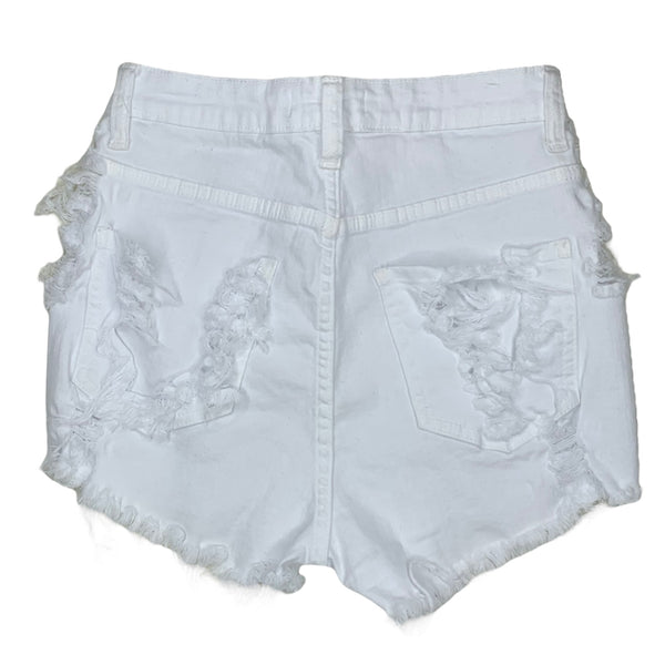 Aphrodite High Rise Frayed Shorts (White) AP6309F