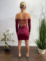 Capella Open Back Bodycon Dress (Burgundy) BD2929