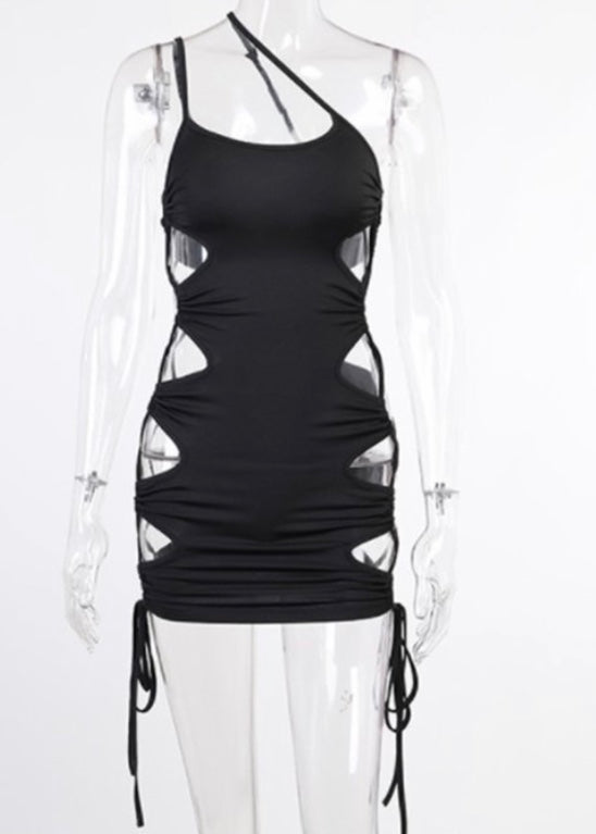 Jireh Sexy Waist Hollow Tight Sling Dress (Black) LJ1457D