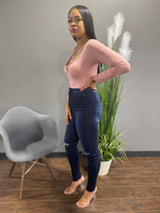 Capella Split Neck Body Suit (Mauve) BT2696