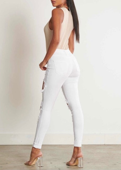 Vibrant Denim Skinny Jeans (White) P1093