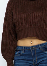 Hera Collection Turtleneck Crop Top Sweater (Chocolate) 22283