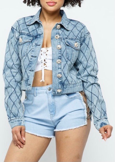 Hera Collection Button Down Denim Jacket (Denim) 22445