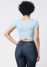 Hera Collection Safety Pin Crop Top (Light Blue) 22451-O