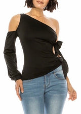 A3 Design Solid Side Tie Top (Black) T2714