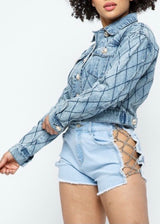 Hera Collection Button Down Denim Jacket (Denim) 22445