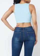 Hera Collection Diagonal Lace Crop Top (Light Blue) 22487