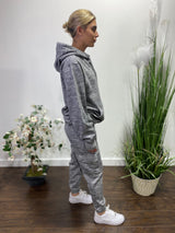 Reflex Fleece Pullover Hoodie & Cargo Jogger Pants Set (Marled Charcoal)