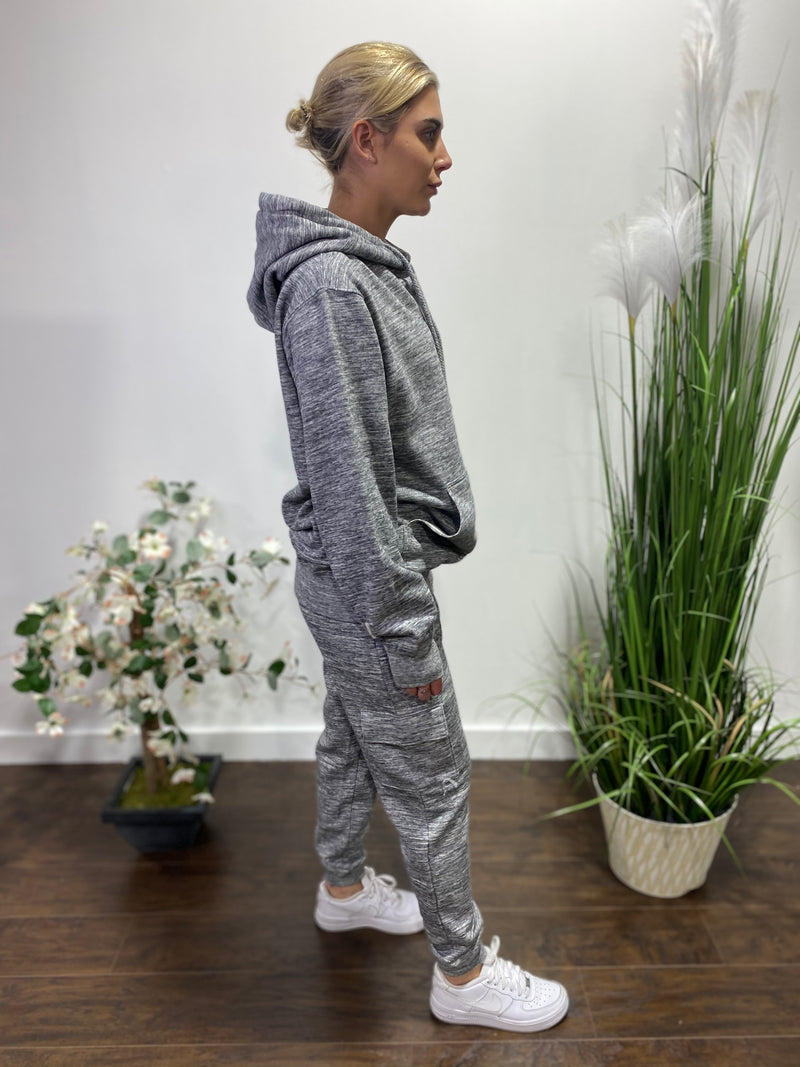 Reflex Fleece Pullover Hoodie & Cargo Jogger Pants Set (Marled Charcoal)