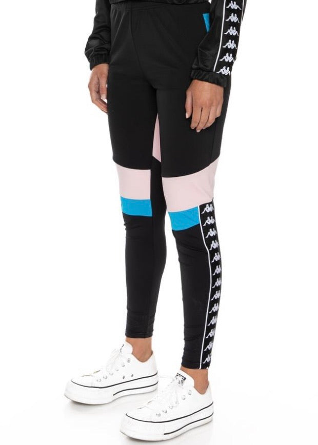 Kappa Authentic Football Eshu Leggings (Black/Blue/Pink) 3116LVW