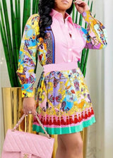 E-Show Long Sleeve Mini Dress (Pink Multi) SYMM110