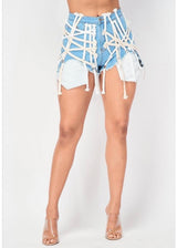 Hot & Delicious ZigZag Denim Shorts (Denim) HDP27389ME