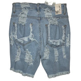 Aphrodite Frayed Washed Down Shorts (Light Blue) AP6244F