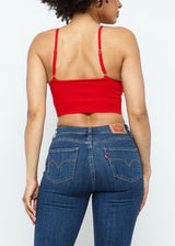 Hera Collection Tie Front Crop Top (Red) 22464