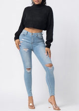 Hera Collection Mock Neck Sweater (Black) 22600