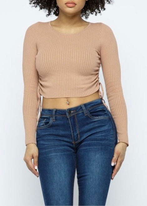 Hera Collection LSLV Crop Top W/ Adjustable Side (Bean) 22392