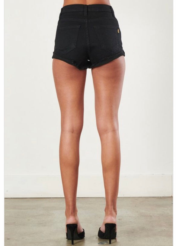 Vibrant Denim Shorts (Black) S1044